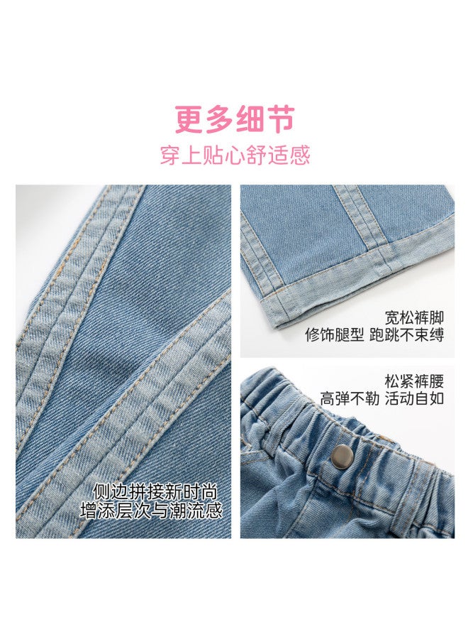 Bumblebee Girls Pants Summer Thin 2025 New Kids Straight Leg Pants Big Girl Loose Wide Leg Pants Summer - Image 5