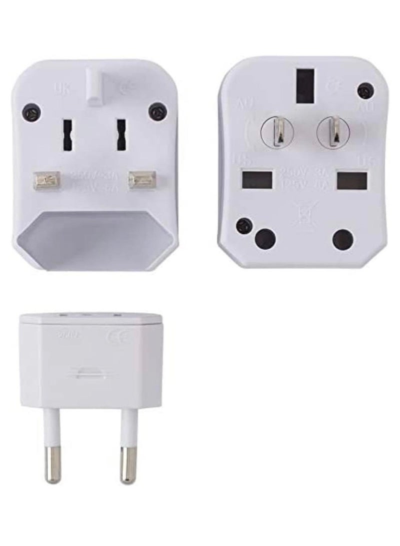 3-Piece Universal Travel Adapter Set with EU, UK and US/AU Plug Options, Universal Socket, 750 W, White - Image 2
