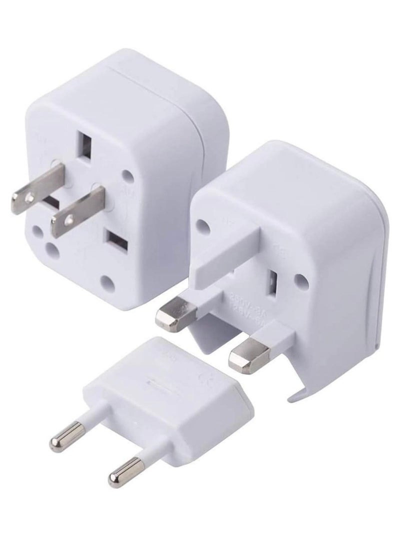 3-Piece Universal Travel Adapter Set with EU, UK and US/AU Plug Options, Universal Socket, 750 W, White - Image 3