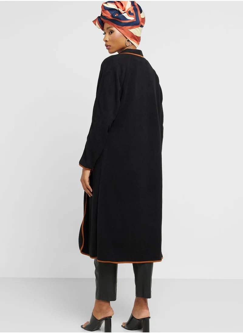 Khizana Contrast Piping Detail Coat