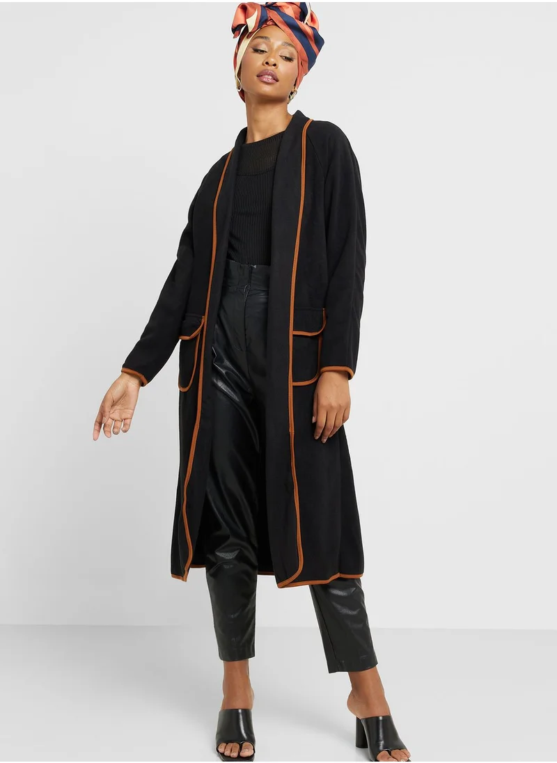 Khizana Contrast Piping Detail Coat