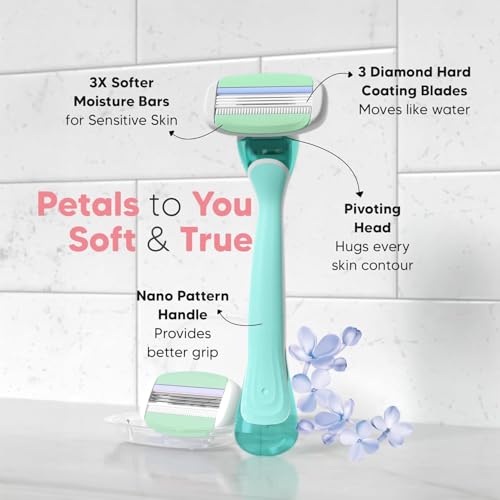 LetsShave Evior 3 Senstive Razor Blade Refills for Women (Pack of 2) | Dual Moisture Bar infused with Aloe vera | Bikini Area & Full Body Hair Removal Blades - Image 3
