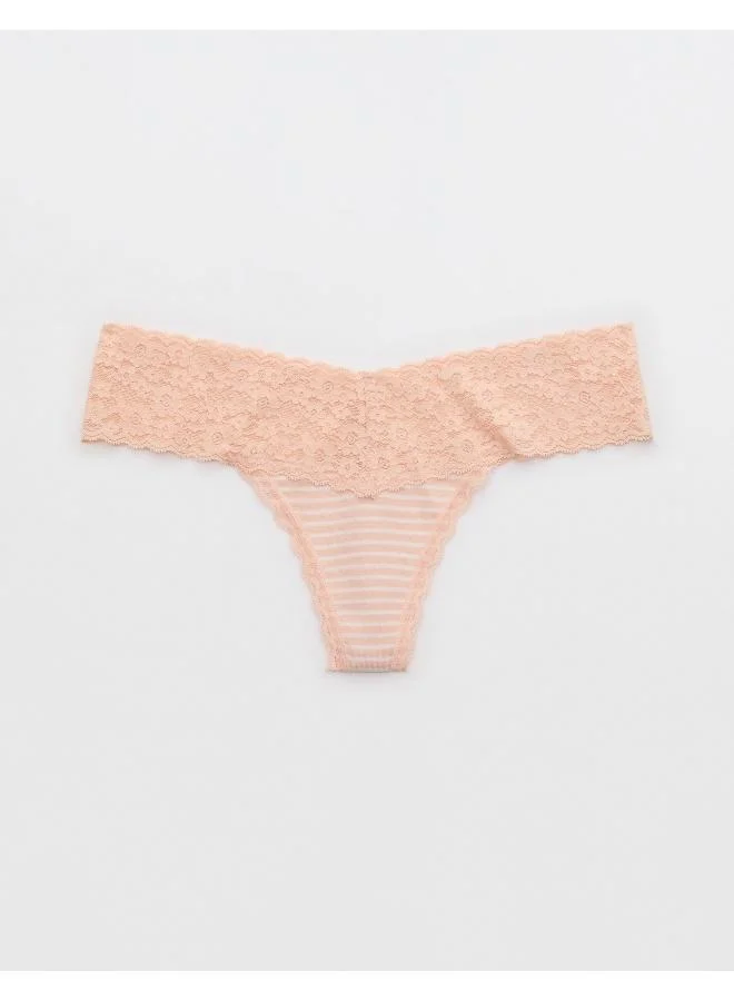 Aerie Superchill Vintage Lace Cotton Thong Briefs