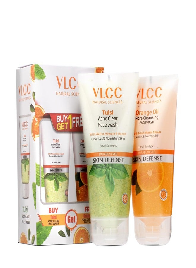 VLCC Holy Basil + Orange Oil Face Wash Combo for Acne & Pore Cleansing | Clears Pimple, Clogged Pores & Oil | Reduces Breakouts & Soothes Skin | 5.07 Fl Oz/150 ml (Pack of 2) - Image 2