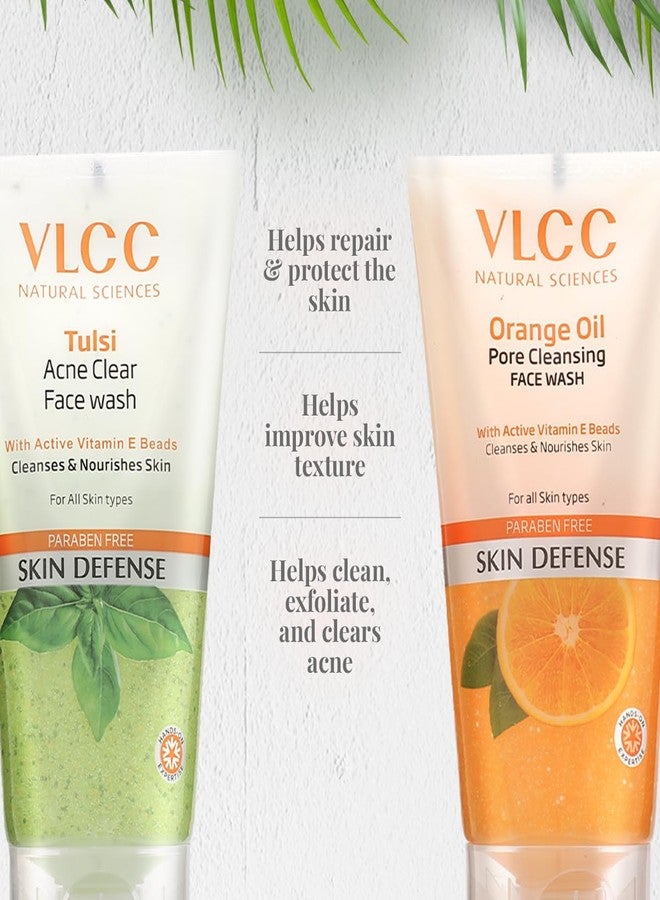 VLCC Holy Basil + Orange Oil Face Wash Combo for Acne & Pore Cleansing | Clears Pimple, Clogged Pores & Oil | Reduces Breakouts & Soothes Skin | 5.07 Fl Oz/150 ml (Pack of 2) - Image 5