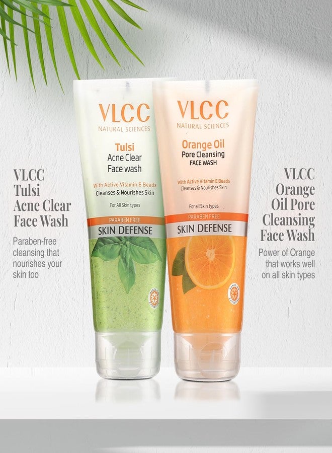 VLCC Holy Basil + Orange Oil Face Wash Combo for Acne & Pore Cleansing | Clears Pimple, Clogged Pores & Oil | Reduces Breakouts & Soothes Skin | 5.07 Fl Oz/150 ml (Pack of 2) - Image 4