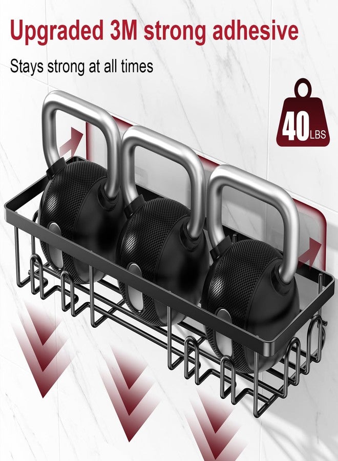 Getsrichfc Shower Caddy Adhesive, 2 Pack Bathroom Organizer Rustproof Stainless Steel With 16 Hooks Large Capacity Rack, No Drilling Shelves for Bath Hanging - Image 5
