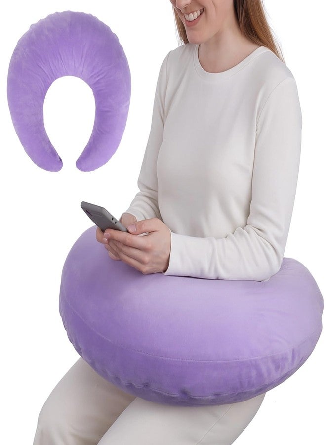 DORMIYA Violet U-Shaped Reading Pillow, 23.6 x 21.7 in Lap Support Pillow with Adjustable Strap, Crescent Design, PP Cotton Filling, Reading, Gaming, Arm, Back Support - Image 1