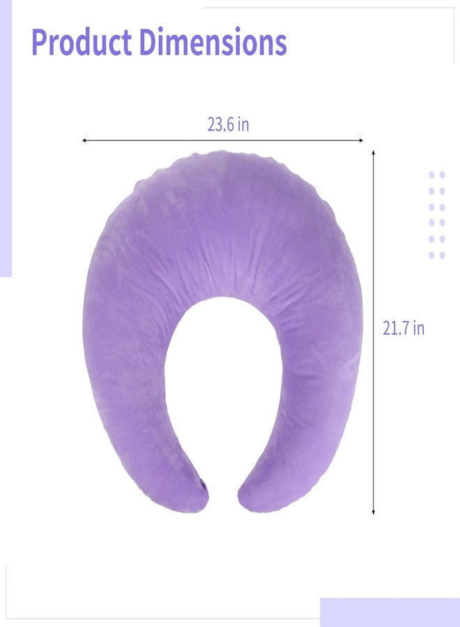 DORMIYA Violet U-Shaped Reading Pillow, 23.6 x 21.7 in Lap Support Pillow with Adjustable Strap, Crescent Design, PP Cotton Filling, Reading, Gaming, Arm, Back Support - Image 3