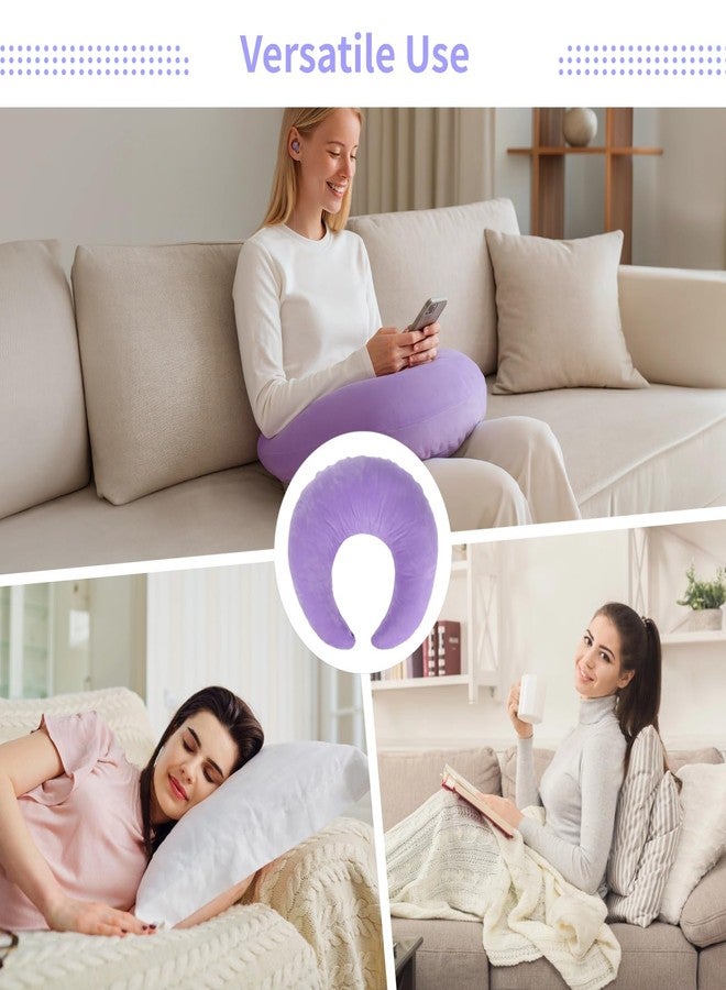 DORMIYA Violet U-Shaped Reading Pillow, 23.6 x 21.7 in Lap Support Pillow with Adjustable Strap, Crescent Design, PP Cotton Filling, Reading, Gaming, Arm, Back Support - Image 5