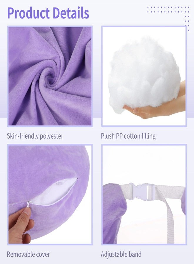 DORMIYA Violet U-Shaped Reading Pillow, 23.6 x 21.7 in Lap Support Pillow with Adjustable Strap, Crescent Design, PP Cotton Filling, Reading, Gaming, Arm, Back Support - Image 4