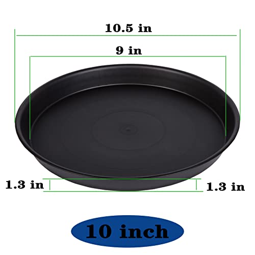 Bleuhome 6 Pack 10 inch Plant Saucer, Heavy Duty Plastic Plant Saucers 10 inch Round, Durable Plant Tray for Pots, Flower Saucers for Indoors, Plant Pot Saucers, Trays for Planter 8"/9"/10" (Black) - Image 2