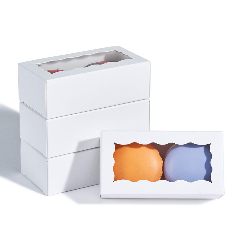 JCXPACK 12PCS 417 x 216 x 137 Inches Premium White Macaron Boxes for 2 Macaron Containers Macaron Packaging for Wedding Party Thank You Favors - Image 3