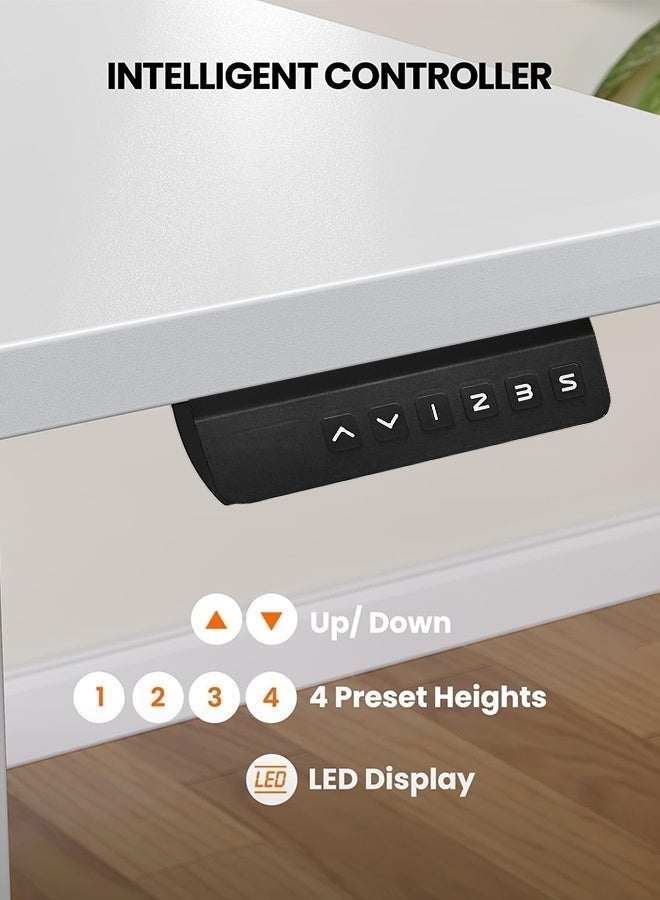 POWER 120*60*73-118cm Electric Height Adjustable Standing Desk Electric Sit Stand Up Down Computer Table Ergonomic Rising Modern Lift Motorized Gaming Desktop Workstation for Work Home Office (WHITE) - Image 5