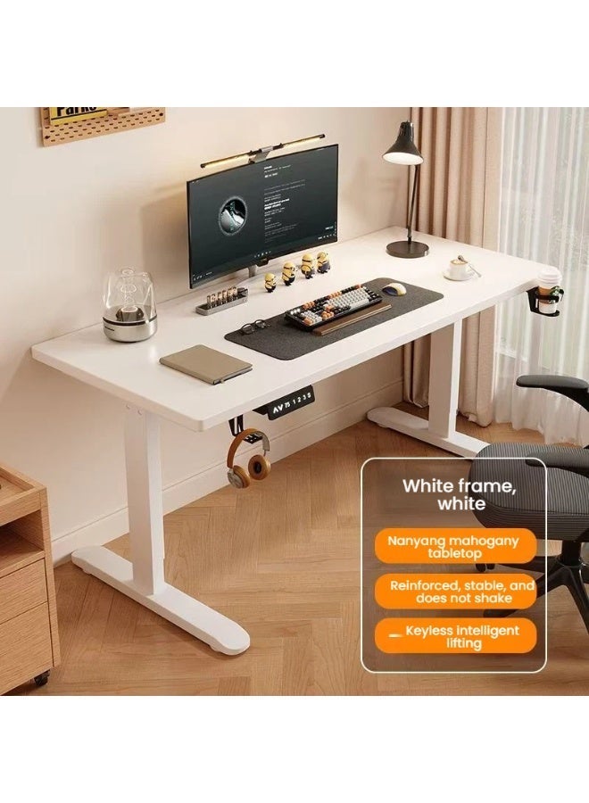 POWER 120*60*73-118cm Electric Height Adjustable Standing Desk Electric Sit Stand Up Down Computer Table Ergonomic Rising Modern Lift Motorized Gaming Desktop Workstation for Work Home Office (WHITE) - Image 1