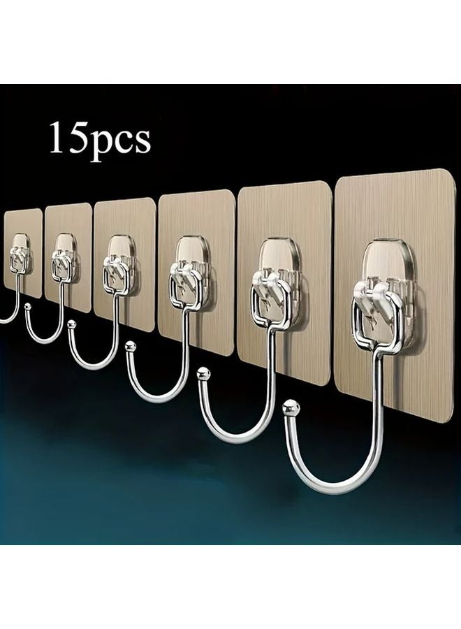 15pcs Ultra Strong Adhesive Wall Hooks Transparent Reusable Waterproof Oilproof - Image 1