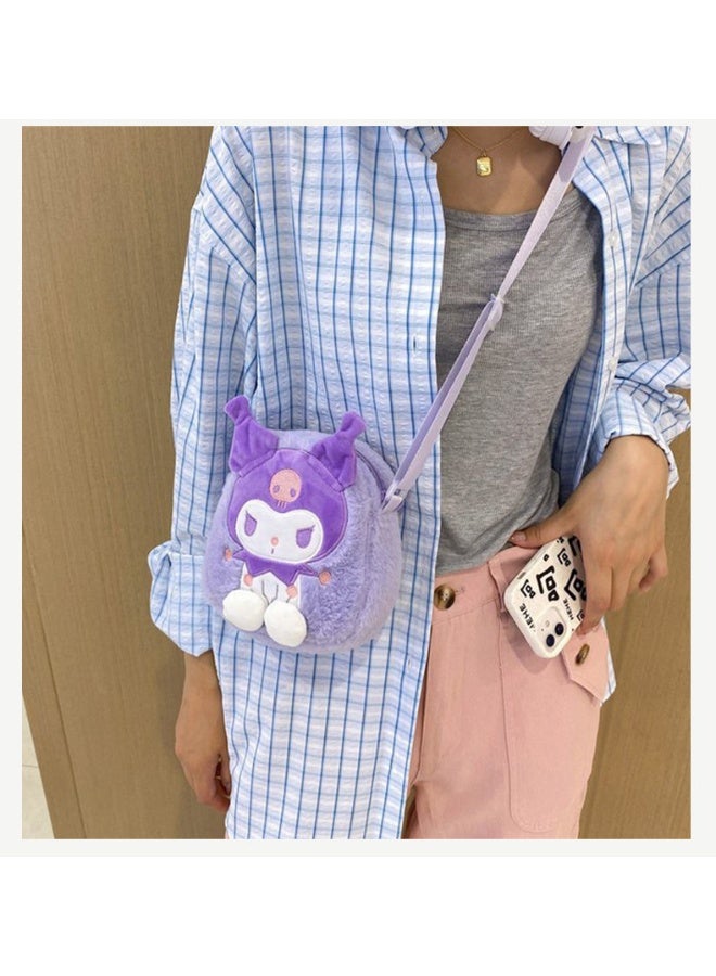 Sanrio Kuromi Plush Backpack, Mini Cartoon Double Strap Shoulder Bag, Soft Fluffy Casual Backpack for child - Image 1