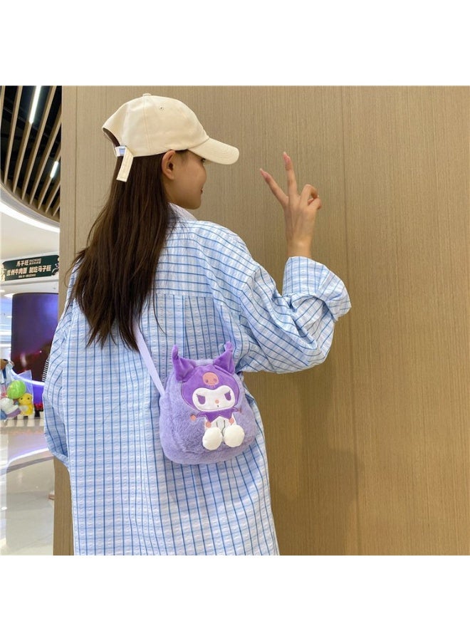 Sanrio Kuromi Plush Backpack, Mini Cartoon Double Strap Shoulder Bag, Soft Fluffy Casual Backpack for child - Image 3