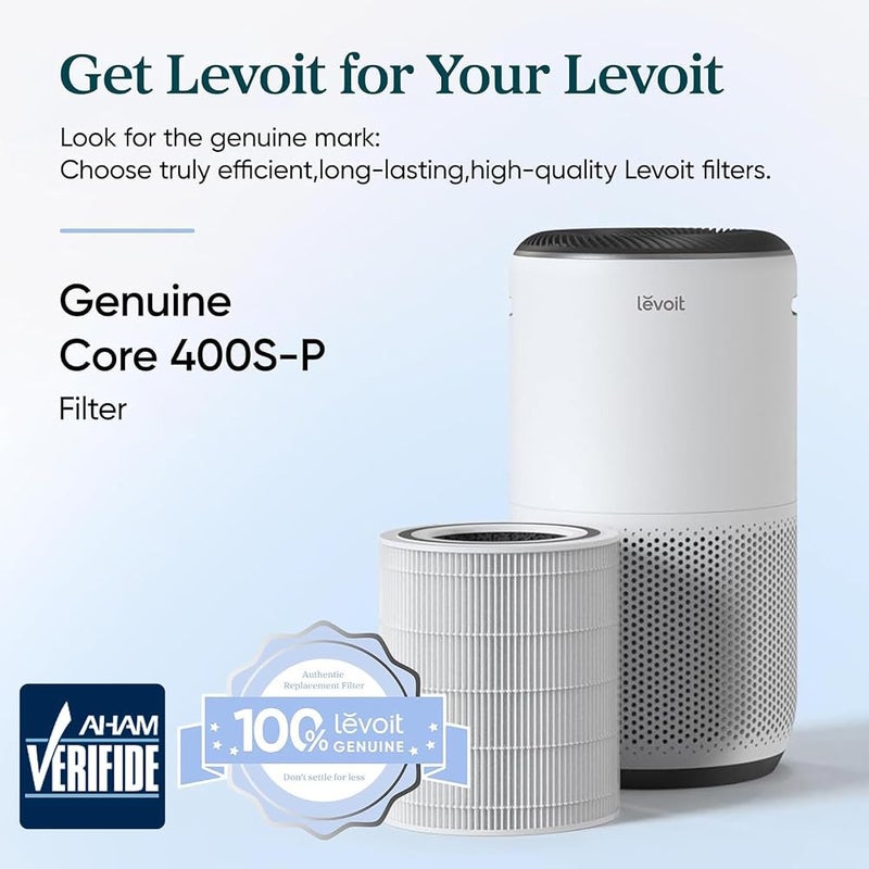 ليفويت مرشح استبدال لمنقي الهواء LEVOIT Core 400S/Core400S-P 3 في 1، Core400S-RF، عبوة واحدة، لون أبيض - Image 3