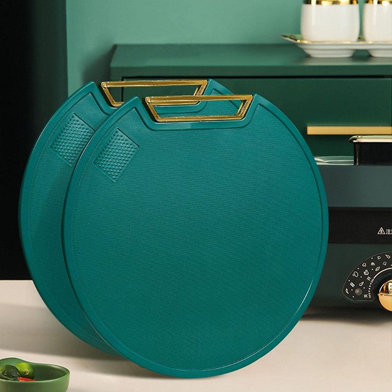 Mezzotek Circle DoubleSided Chopping Board Chopping Block Thickened Kitchenware 34 x 31 x 1 cm Plastic Green - Image 2