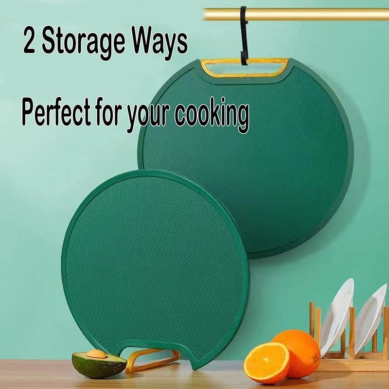 Mezzotek Circle DoubleSided Chopping Board Chopping Block Thickened Kitchenware 34 x 31 x 1 cm Plastic Green - Image 5