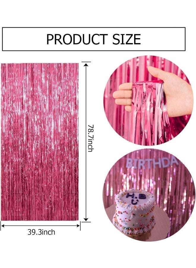 Pink Birthday Party Decorations, 68Pcs Party Decorations Set with Happy Birthday Banner, 12-inch Confetti Balloons, 12-inch Metallic Pink Balloons, Heart Star Shape Balloons, Fringe Curtain and Hanging Swirls, Ribbon, Glue Points and Cake Toppers for Women Girls Birthday Princess Party - Image 3