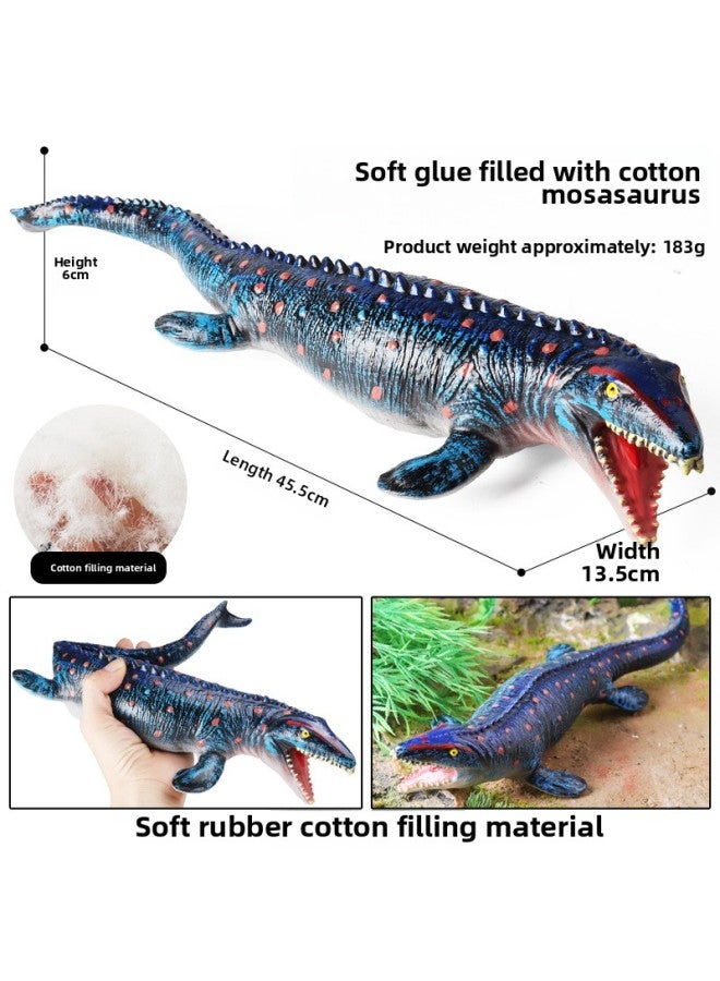 Animal Model Soft Glue Marine Life Simulation Soft Glue Dinosaur Toy Deng's Fish Sliding Toothosaurus Swollen Head Dragon Thick Nose Dragon-Color:YB Medium Soft Cotton Dragon (blue)  - Image 1