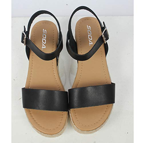 Soda Topic Open Toe Buckle Ankle Strap Espadrilles Flatform Wedge Casual Sandal (Black, us_footwear_size_system, adult, numeric, medium, 6.5) - Image 2
