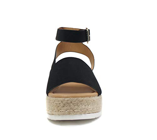 Soda Topic Open Toe Buckle Ankle Strap Espadrilles Flatform Wedge Casual Sandal (Black, us_footwear_size_system, adult, numeric, medium, 6.5) - Image 5