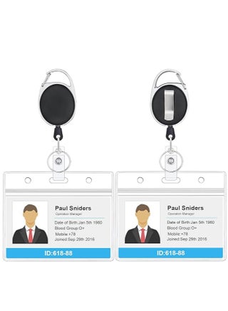 2 Pack Heavy Duty Retractable Badge Holders with Carabiner Reel Clip and Horizontal Style Clear ID Card Holders - pzsku/Z8EC6F6B2171E2E923E9BZ/45/_/1705146591/40319271-e393-496c-af95-4b02fbe8ad4c