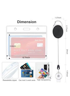 Showday 2 Pack Heavy Duty Retractable Badge Holders with Carabiner Reel Clip and Horizontal Style Clear ID Card Holders  - Image 2