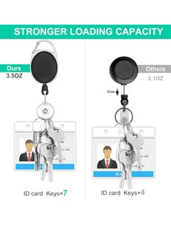 Showday 2 Pack Heavy Duty Retractable Badge Holders with Carabiner Reel Clip and Horizontal Style Clear ID Card Holders  - Image 3