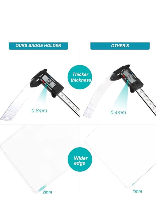 Showday 2 Pack Heavy Duty Retractable Badge Holders with Carabiner Reel Clip and Horizontal Style Clear ID Card Holders  - Image 5