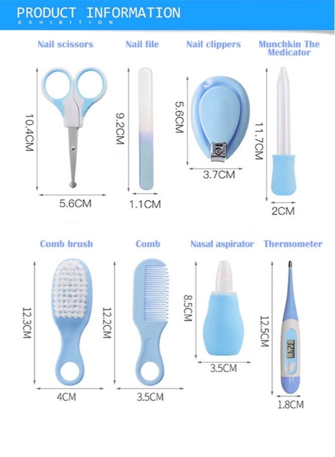ميكسد مجموعة العناية بالطفل المحمولة المكونة من 8 قطع مع مواد عالية الجودة، مجموعة العناية بالطفل متعددة الوظائف، مناسبة للخروج والسفر، باللون الأزرق - Image 3