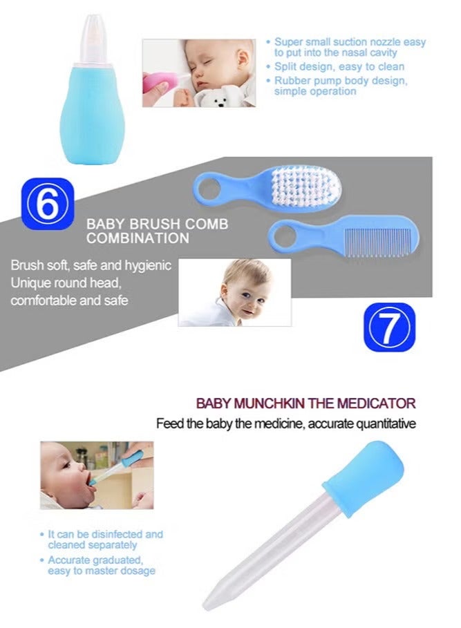 ميكسد مجموعة العناية بالطفل المحمولة المكونة من 8 قطع مع مواد عالية الجودة، مجموعة العناية بالطفل متعددة الوظائف، مناسبة للخروج والسفر، باللون الأزرق - Image 5