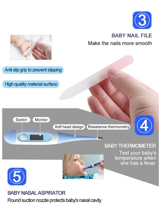 ميكسد مجموعة العناية بالطفل المحمولة المكونة من 8 قطع مع مواد عالية الجودة، مجموعة العناية بالطفل متعددة الوظائف، مناسبة للخروج والسفر، باللون الأزرق - Image 4