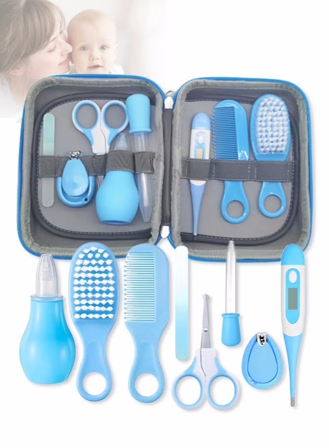 ميكسد مجموعة العناية بالطفل المحمولة المكونة من 8 قطع مع مواد عالية الجودة، مجموعة العناية بالطفل متعددة الوظائف، مناسبة للخروج والسفر، باللون الأزرق - Image 1