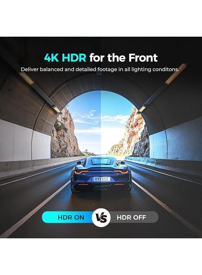 DDPAI Dash Cam Car 4K Front and Back, 2160P+1080P Dashcam Car Camera Built-in 32G eMMC Voice Control ADAS 5G WiFi GPS G-Sensor APP Control Night Vision 24 Hours Parking Monitor Support 512GB, N5 Dual - Image 4