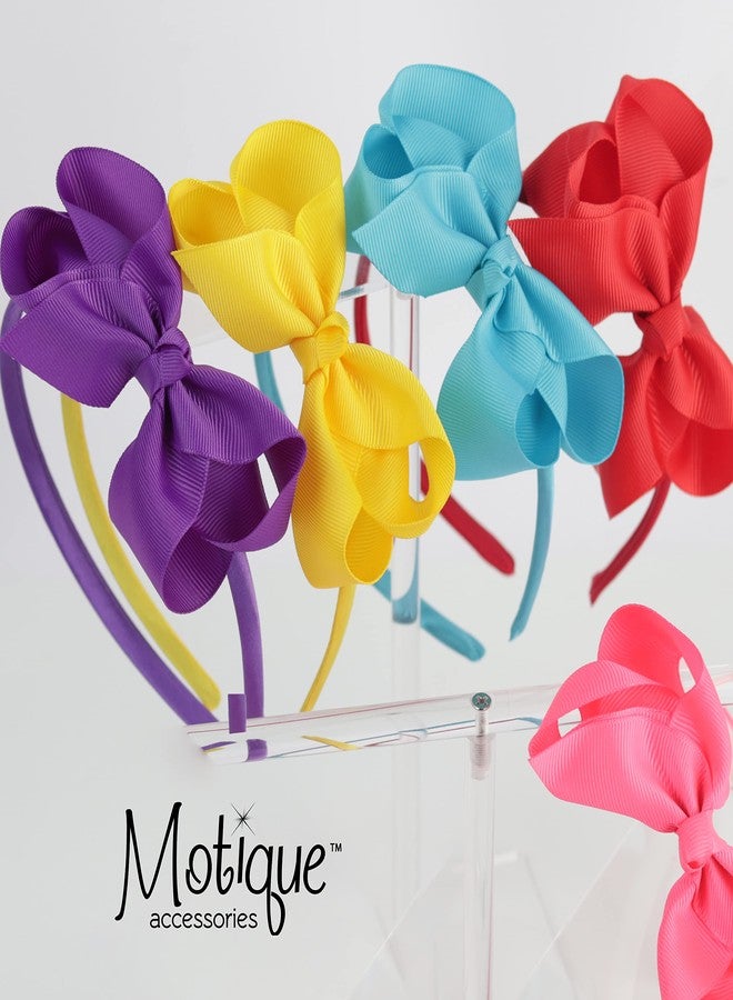 موتيك أكسيسوريز طوق رأس للبنات الصغيرات من موتيك أكسسوارات مزين بفيونكة جانبية من قماش غروغرين - بنفسجي - Image 2