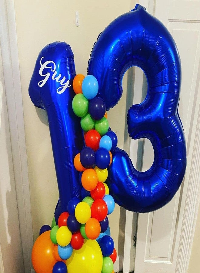 بي بي پوّل بالونات زرقاء داكنة بأرقام 13، 40 بوصة، بالونات عيد ميلاد زرقاء داكنة بأرقام 13 أو 31، بالونات مايلر كبيرة من رقائق معدنية رقم 13 لديكورات حفلات أعياد الميلاد والذكرى السنوية - Image 3
