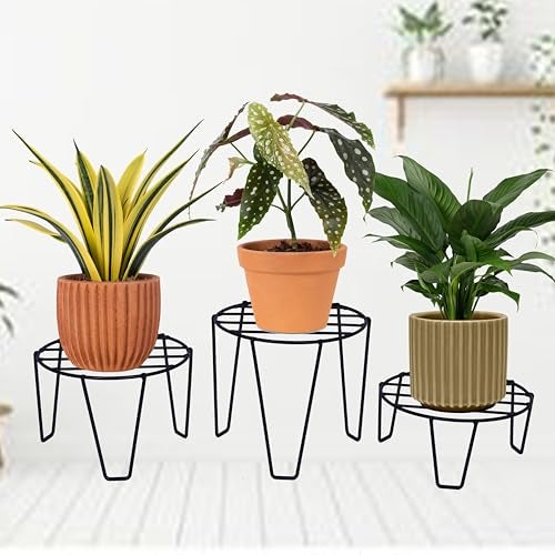 D&V ENGINEERING - Creative in innovation D&V Engineering Iron Plant Stand for Balcony and Garden | Indoor or Outdoor Flower Pot Stand for Living Room | Planter Stand for Balcony | 50kg Weight Capacity | Pack of 3, Grey - Image 1