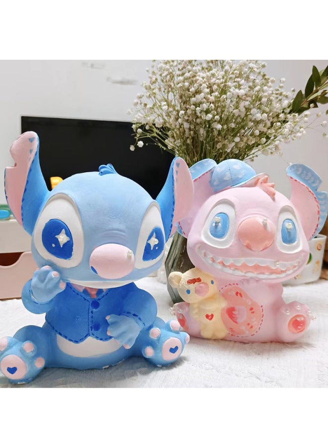 Popular Online Celebrity Plaster Painted Doll Coloring Doll Children's Diy Graffiti Toy Storage Jar Decoration Ornaments-Color:[Real Plaster] Head Bird Pacha Dog (send 12 Color Pigment Strips)