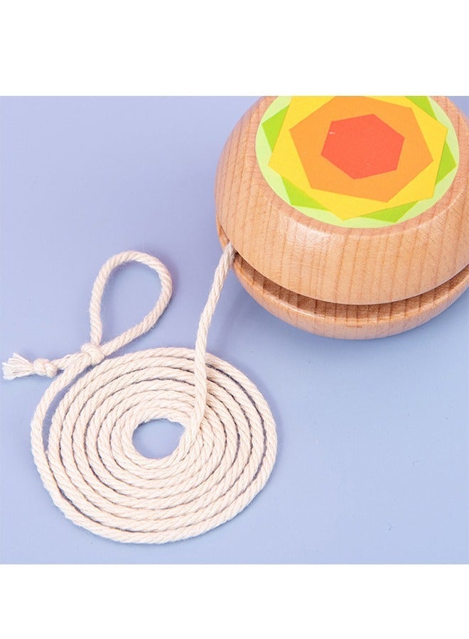 Wooden Looping Yoyo for Kids, Cartoon HexagonBeginners Auto Return Yoyo, Eco Wood Unbreakable Toy Gift (Green)