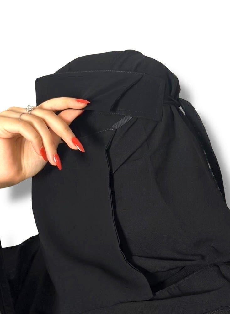 BHNS 7" Short Elastic Reinforced Niqab - Tagless women's elastic niqab reinforced with soft, high-quality fabric, comfortable and lightweight Islamic face hijab, slip-resistant, washable, perfect for everyday and special occasions - Image 4