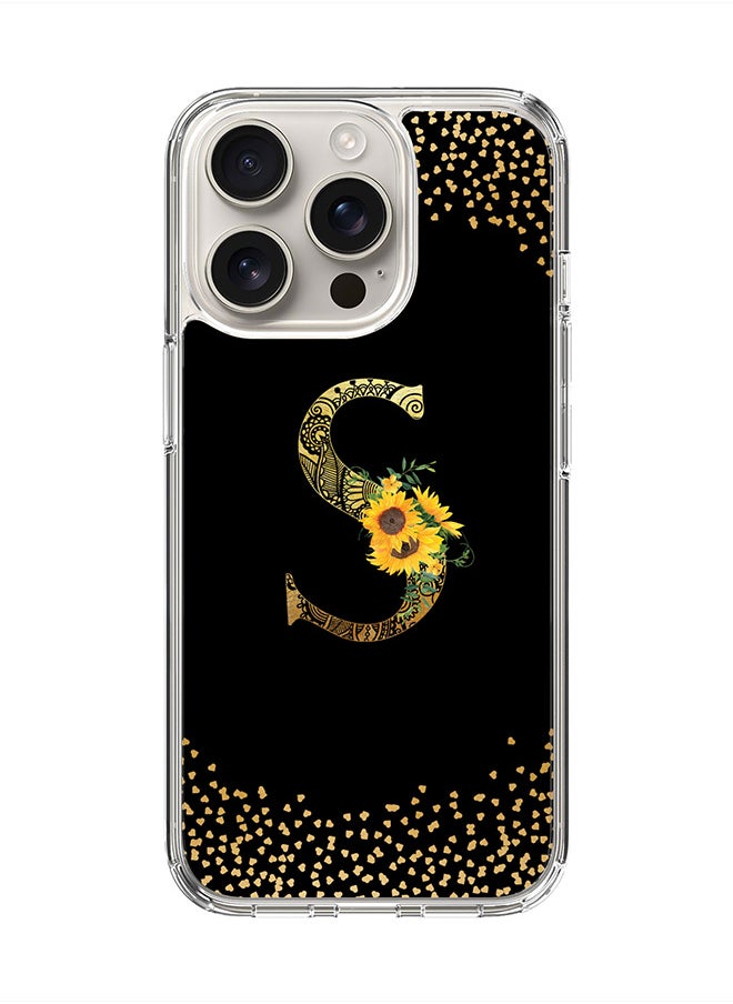 Stylizedd For iPhone 16 Pro Case [Compatible with MagSafe] Slim Magnetic cover Clear Phone Case - Custom Monogram Mandala Floral - S ( Black )  - Image 1