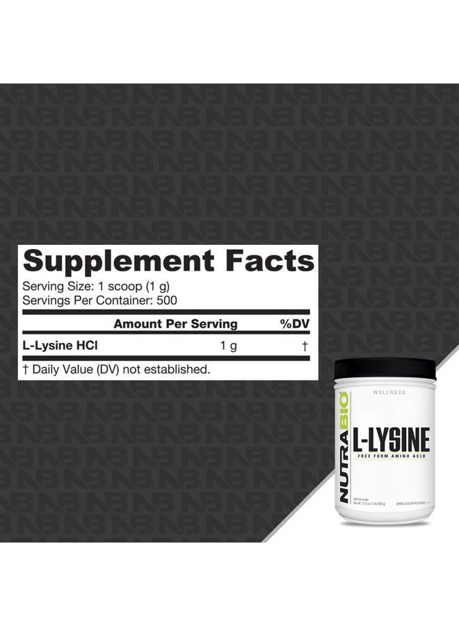 NutraBio مسحوق L-لايسين - حمض أميني من الدرجة النقية - 500 جرام - حمض أميني أساسي - غير معدل وراثيًا - خالي من الغلوتين - نباتي - Image 2