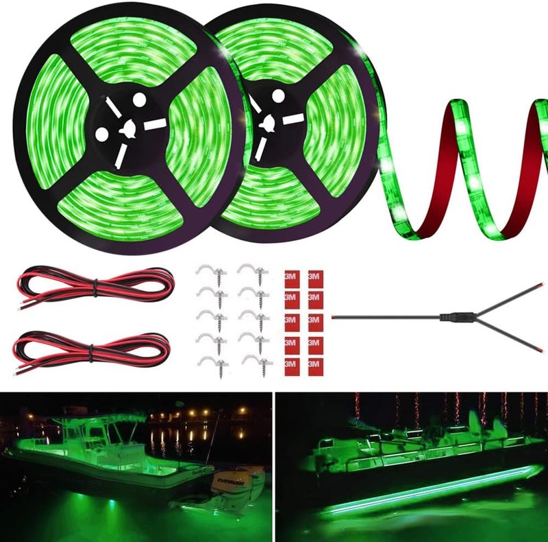 HOKIION 32.8FT LED Boat Strip Lights - Waterproof Marine Interior Lighting for Pontoon, Yacht, and Kayak (Green) - Image 1