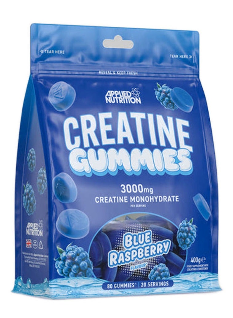 Applied Nutrition Creatine Gummies, Blue Raspberry, 80 Gummies (400 Grams) 3000mg Creatine Monohydrate Per Serving - Image 1