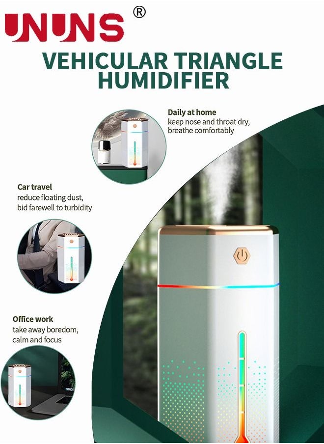 UNUNS - Humidifiers For Bedroom,1L Cool Mist Humidifier With 7 Color Night Lights,USB Powered Aroma Diffuser,Car Air Humidifier,Quiet Humidifier,Portable Desk Humidifier,Auto Shut-Off Air Vaporizer,White - Image 1