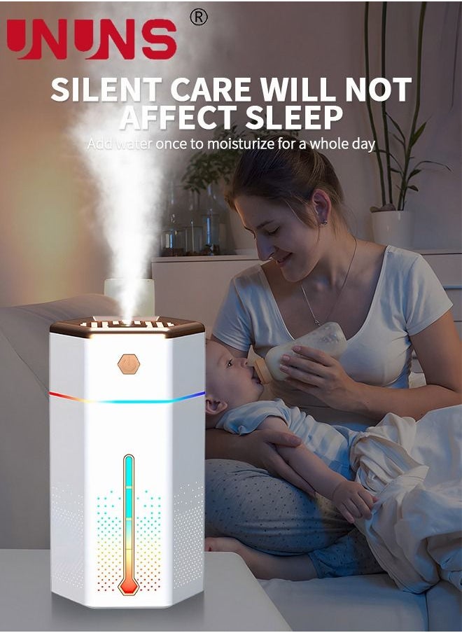 UNUNS - Humidifiers For Bedroom,1L Cool Mist Humidifier With 7 Color Night Lights,USB Powered Aroma Diffuser,Car Air Humidifier,Quiet Humidifier,Portable Desk Humidifier,Auto Shut-Off Air Vaporizer,White - Image 1